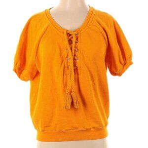 J. Crew Orange Lace Up Short Sleeve Cropped Sweatshirt size XS